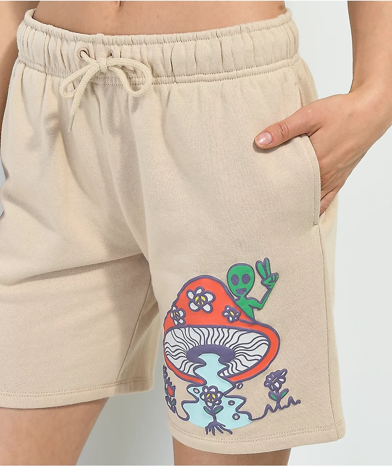 Petals By And Peacocks Choose Peace Natural Sweat Shorts