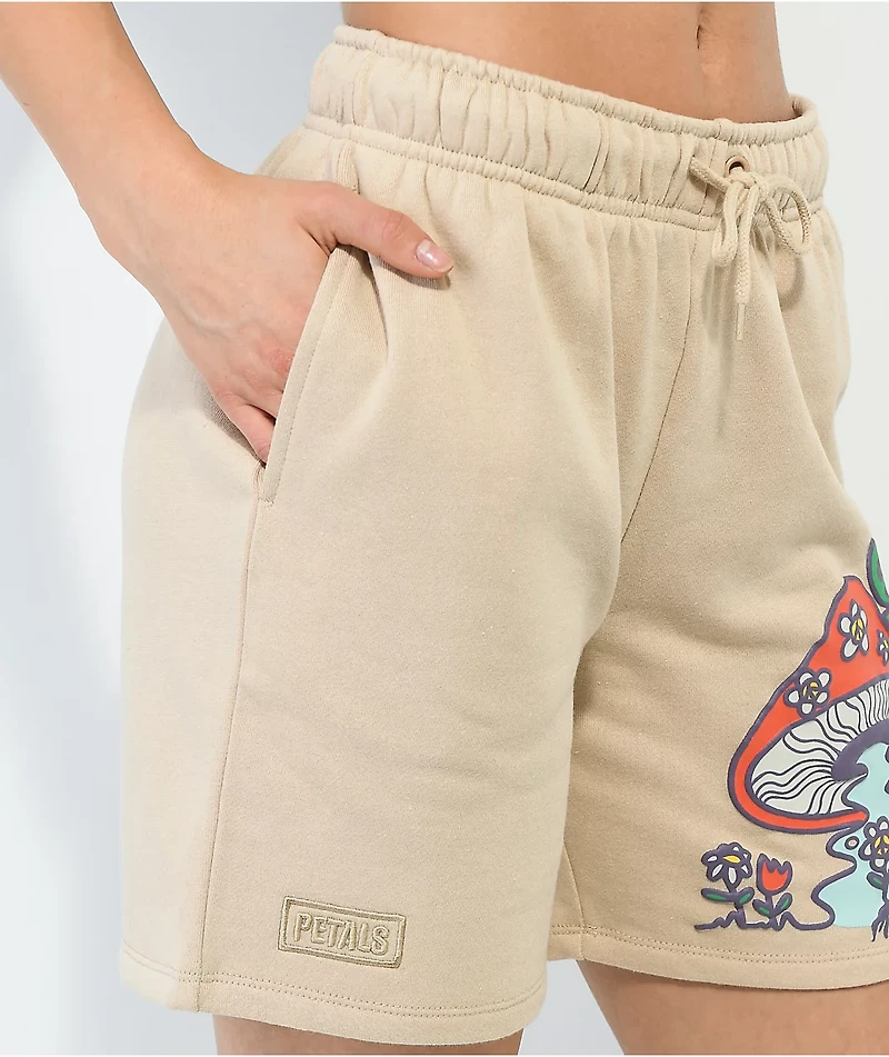 Petals By And Peacocks Choose Peace Natural Sweat Shorts