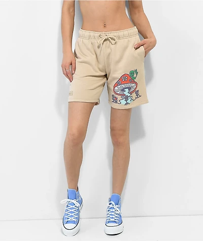 Petals By And Peacocks Choose Peace Natural Sweat Shorts