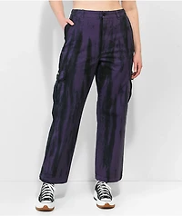 Petals By and Peacocks Swirl Purple Tie Dye Cargo Pants