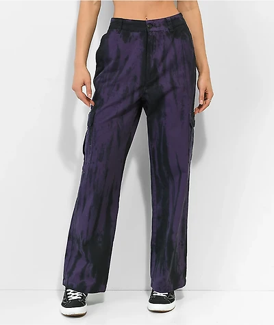 Petals By and Peacocks Swirl Purple Tie Dye Cargo Pants