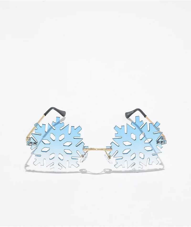 Petals and Peacocks Arctic Blue Snowflake Sunglasses