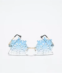 Petals and Peacocks Arctic Blue Snowflake Sunglasses