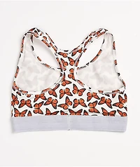 Petals and Peacocks Butterfly White Sports Bra