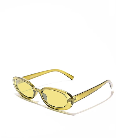Petals and Peacocks Chances Olive Oval Sunglasses