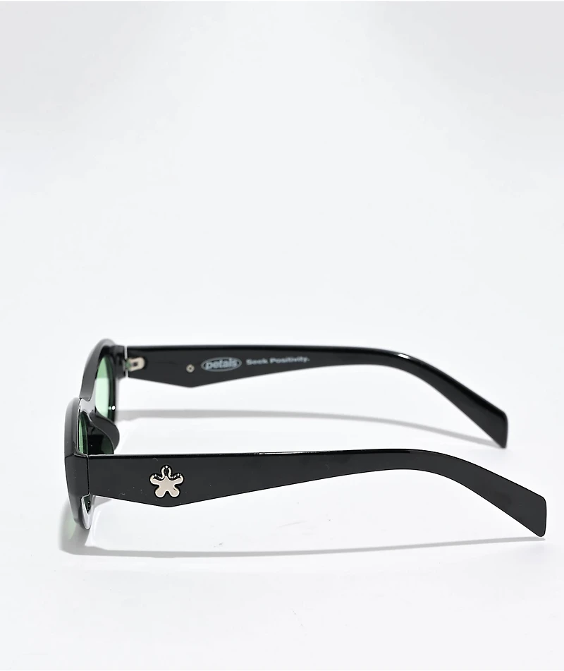 Petals and Peacocks Dahlia Black & Green Sunglasses