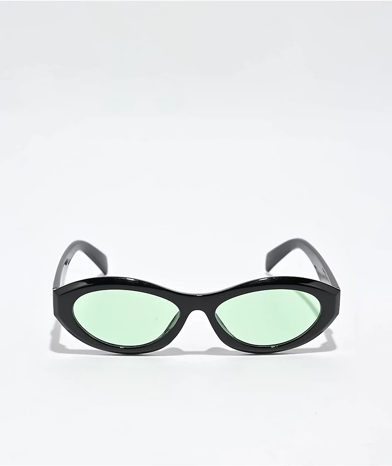 Petals and Peacocks Dahlia Black & Green Sunglasses