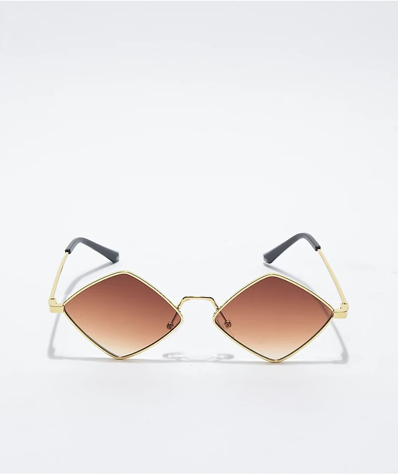 Petals and Peacocks Dimar Diamonds Gold & Brown Sunglasses