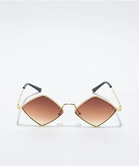 Petals and Peacocks Dimar Diamonds Gold & Brown Sunglasses