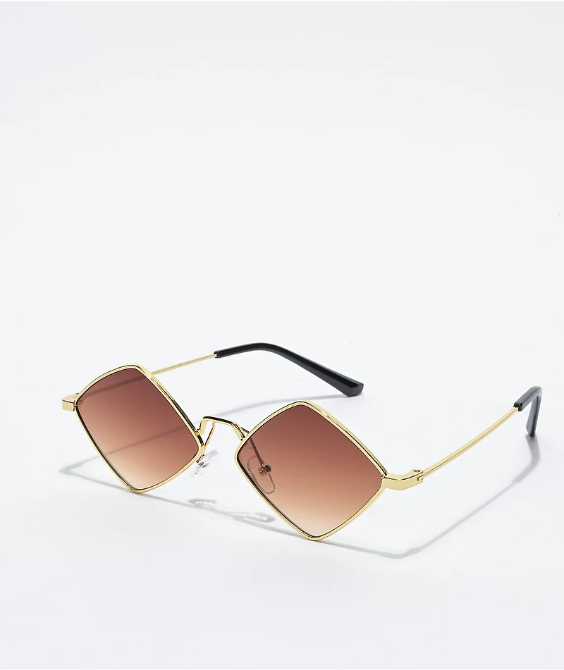 Petals and Peacocks Dimar Diamonds Gold & Brown Sunglasses