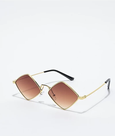 Petals and Peacocks Dimar Diamonds Gold & Brown Sunglasses