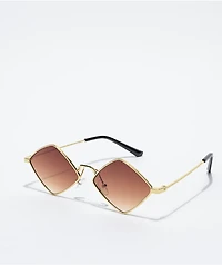 Petals and Peacocks Dimar Diamonds Gold & Brown Sunglasses