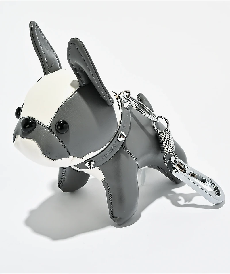 Petals and Peacocks Dog Eat Dog Grey Plush Keychain