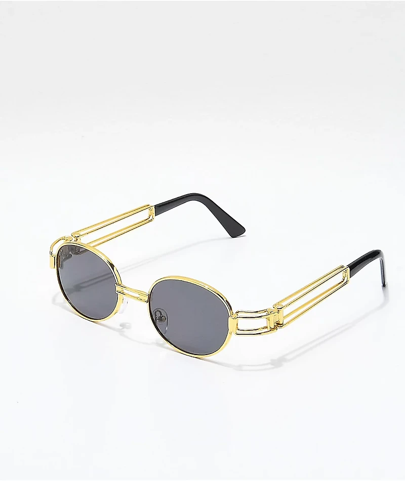 Petals and Peacocks Domina Black & Gold Sunglasses