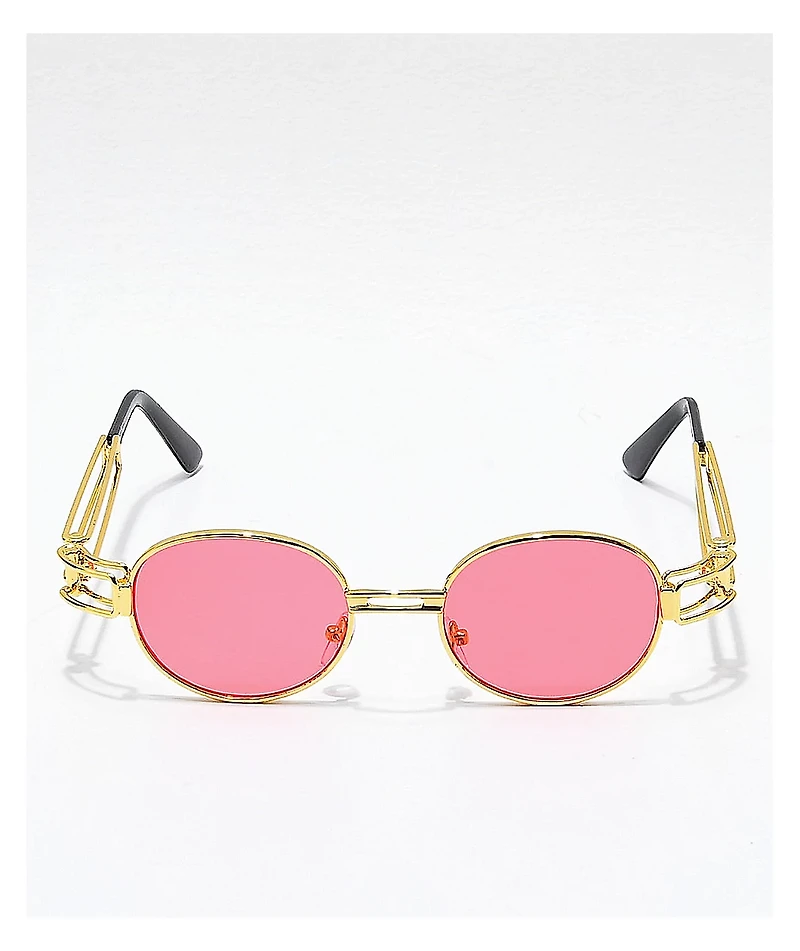 Petals and Peacocks Domina Red & Gold Sunglasses