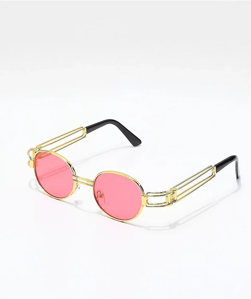 Petals and Peacocks Domina Red & Gold Sunglasses