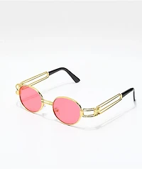 Petals and Peacocks Domina Red & Gold Sunglasses