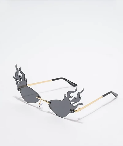 Petals and Peacocks Fire In Your Eyes Black Sunglasses