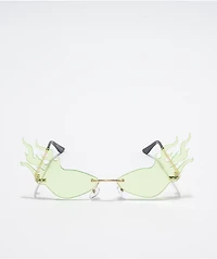 Petals and Peacocks Fire In Your Eyes Lime Sunglasses