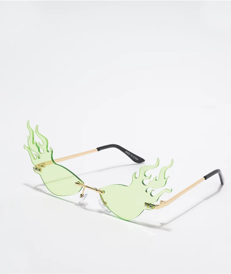 Petals and Peacocks Fire In Your Eyes Lime Sunglasses