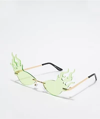 Petals and Peacocks Fire In Your Eyes Lime Sunglasses
