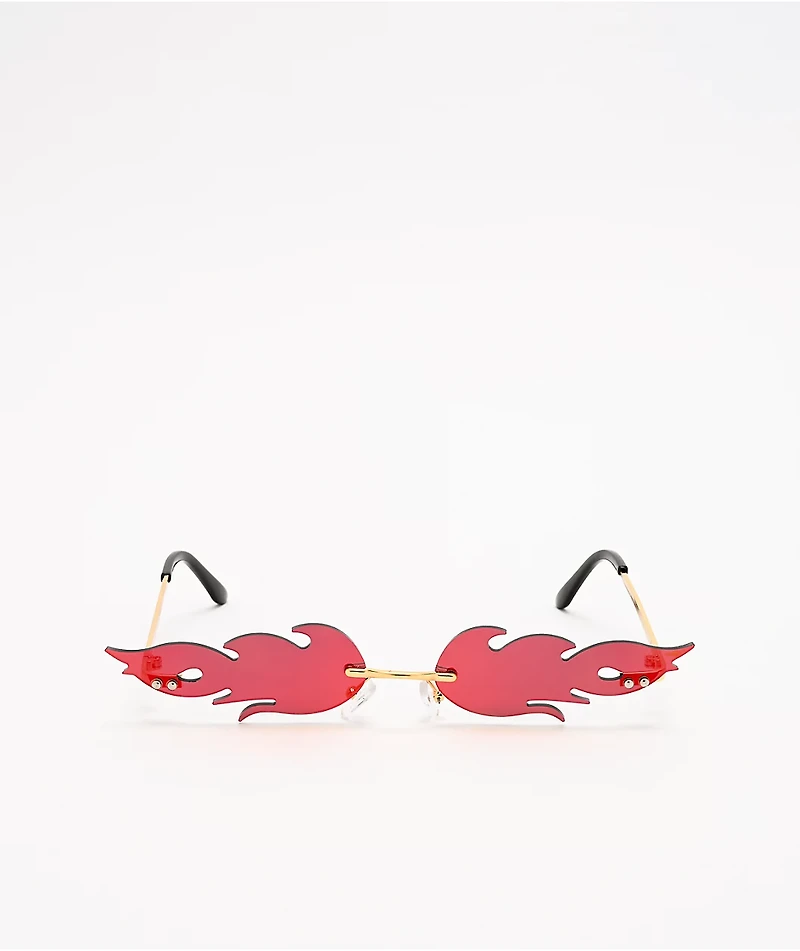 Petals and Peacocks Flames Red & Gold Sunglasses