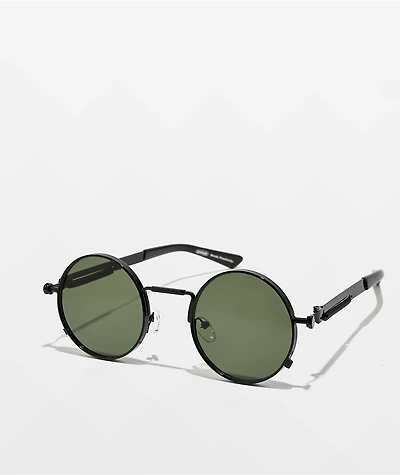 Petals and Peacocks Full Circle Black & Green Sunglasses