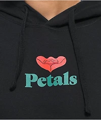 Petals and Peacocks Go Around Black Crop Hoodie
