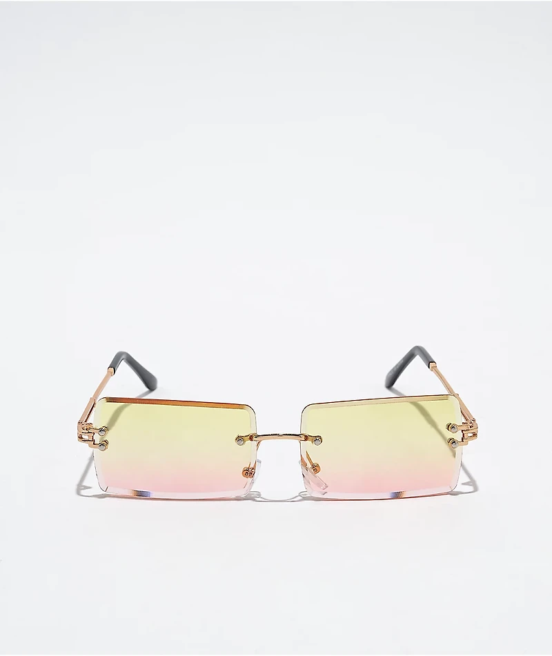 Petals and Peacocks Gold Ombre Square Sunglasses