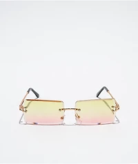Petals and Peacocks Gold Ombre Square Sunglasses