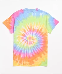 Petals and Peacocks Grow Through Tie Dye T-Shirt