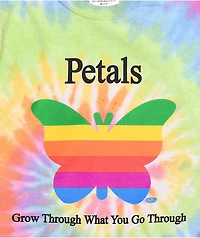 Petals and Peacocks Grow Through Tie Dye T-Shirt