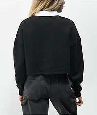 Petals and Peacocks Herbs Black Crop Sweatshirt