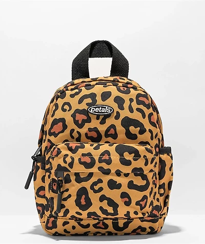 Petals and Peacocks Leopard Tan Mini Backpack