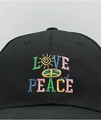 Petals and Peacocks Love And Peace Black Strapback Hat
