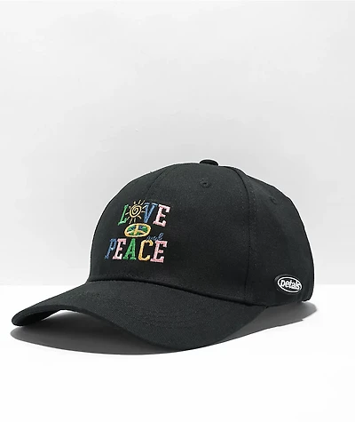 Petals and Peacocks Love And Peace Black Strapback Hat