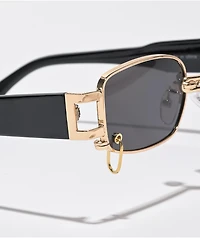 Petals and Peacocks Mercine Gold & Black Sunglasses