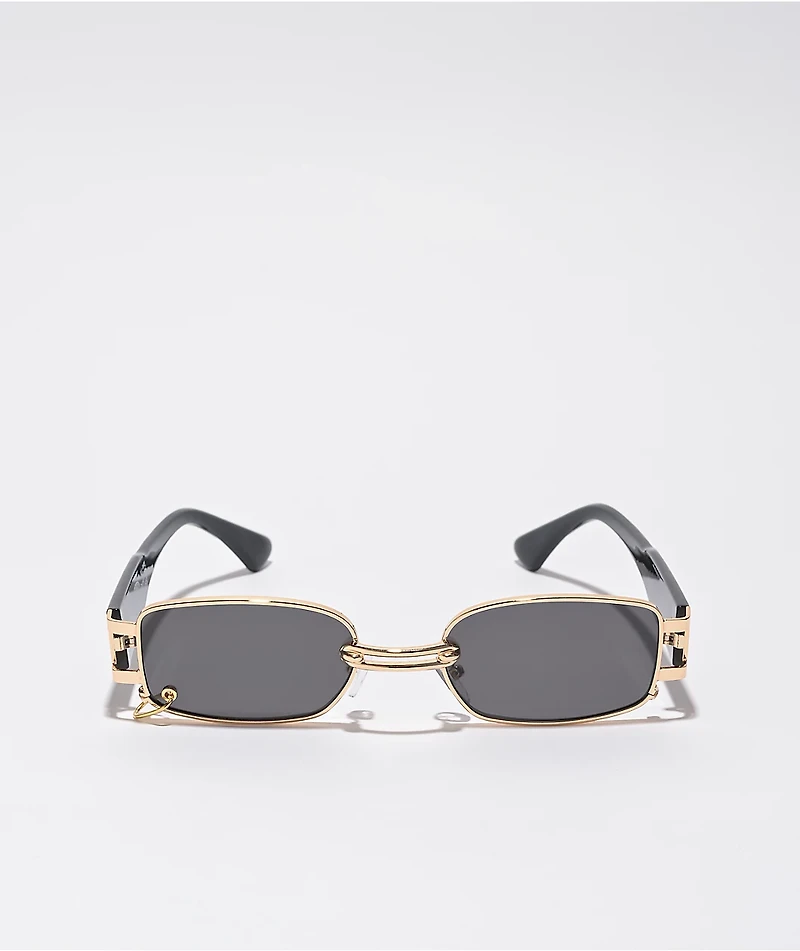 Petals and Peacocks Mercine Gold & Black Sunglasses