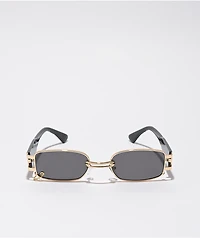 Petals and Peacocks Mercine Gold & Black Sunglasses