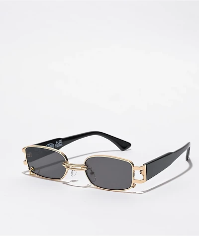 Petals and Peacocks Mercine Gold & Black Sunglasses