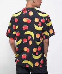 Petals and Peacocks Mixed Fruit Short Sleeve Button Up Shirt
