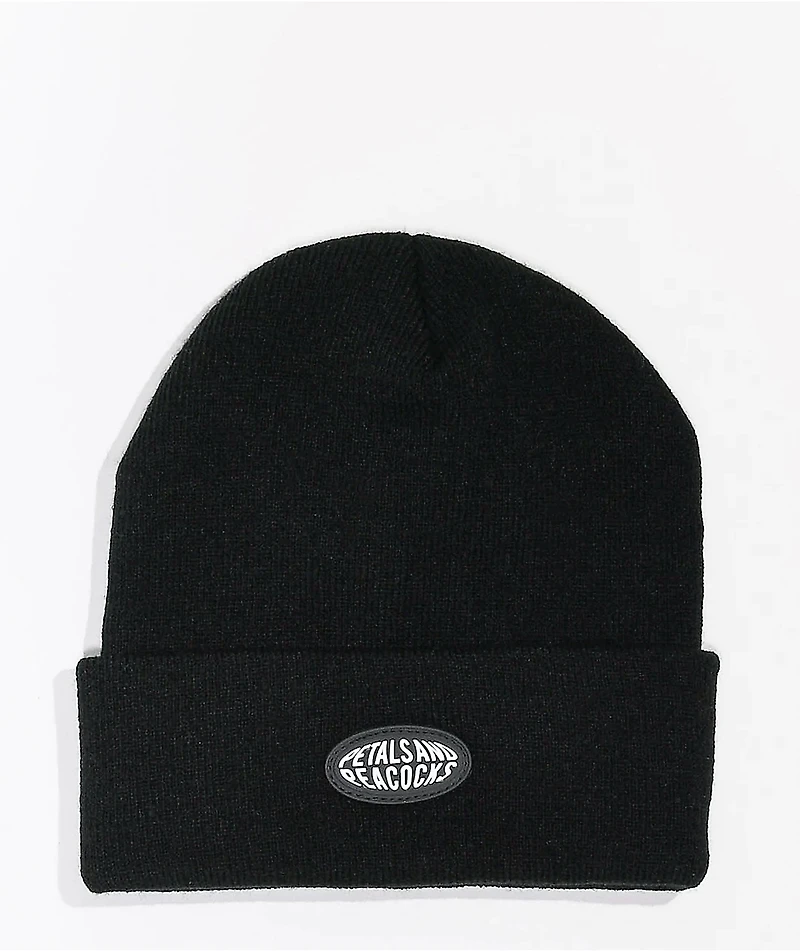 Petals and Peacocks Monarch Black Beanie