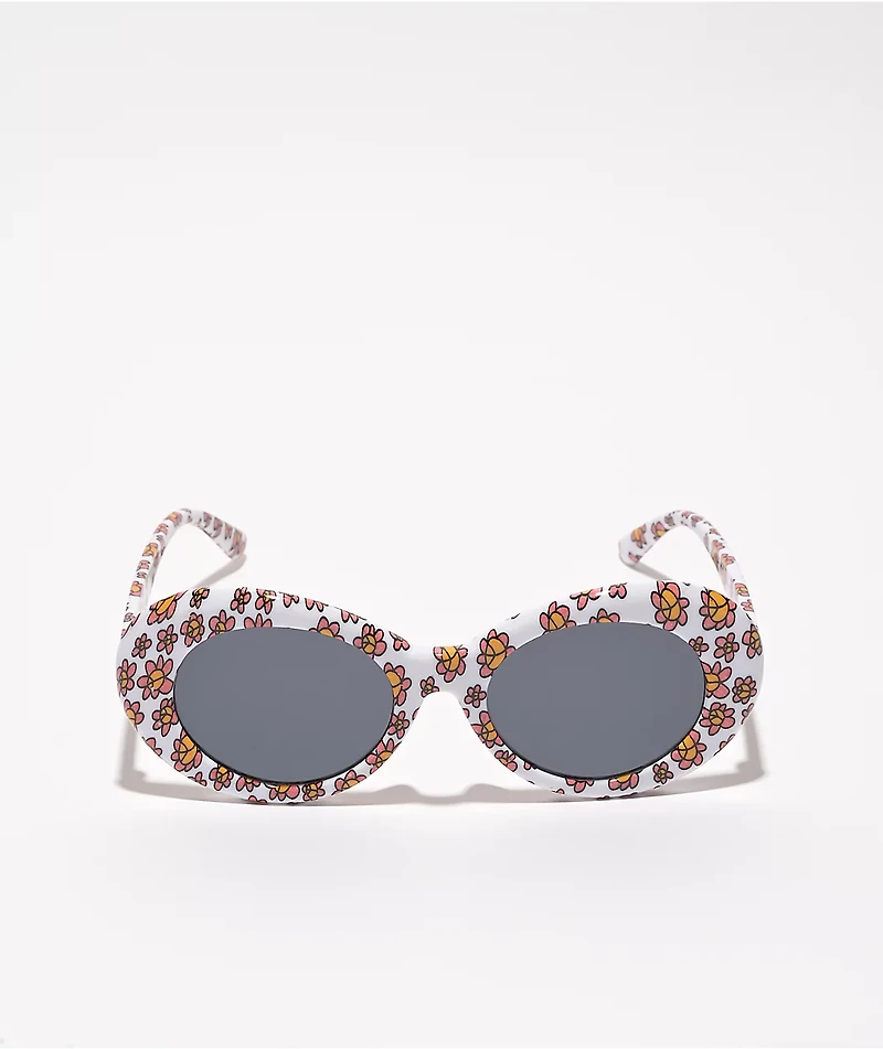 Petals and Peacocks Nevermind White Floral Sunglasses