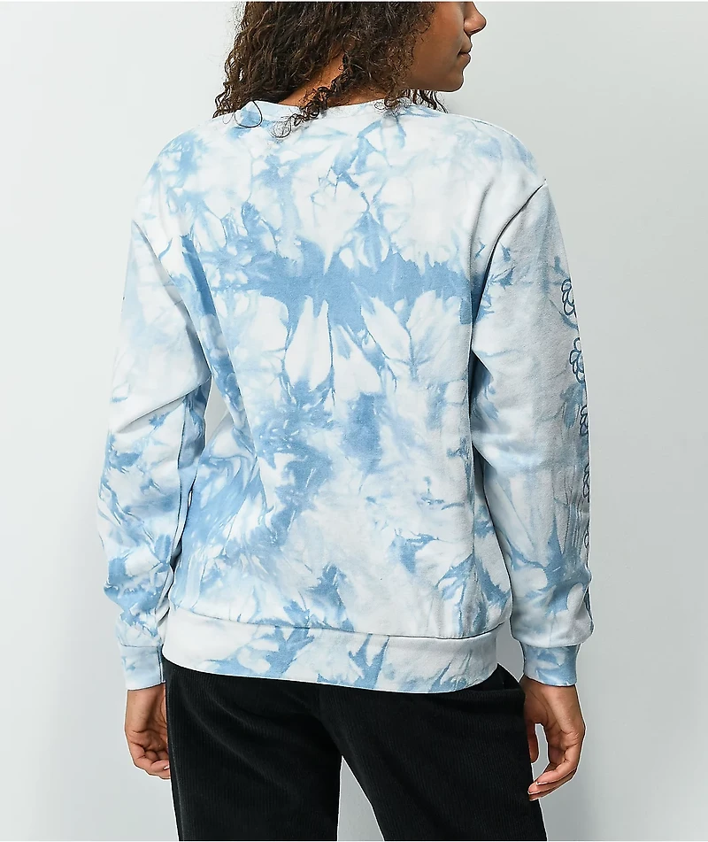 Petals and Peacocks Peace & Blue Tie Dye Crewneck Sweatshirt