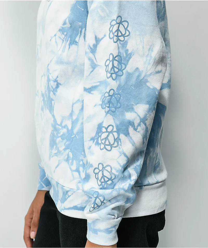 Petals and Peacocks Peace & Blue Tie Dye Crewneck Sweatshirt