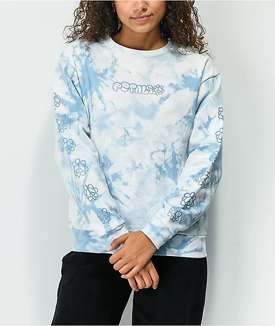 Petals and Peacocks Peace & Blue Tie Dye Crewneck Sweatshirt