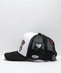 Petals and Peacocks Peace Airbrush Black & White Trucker Hat