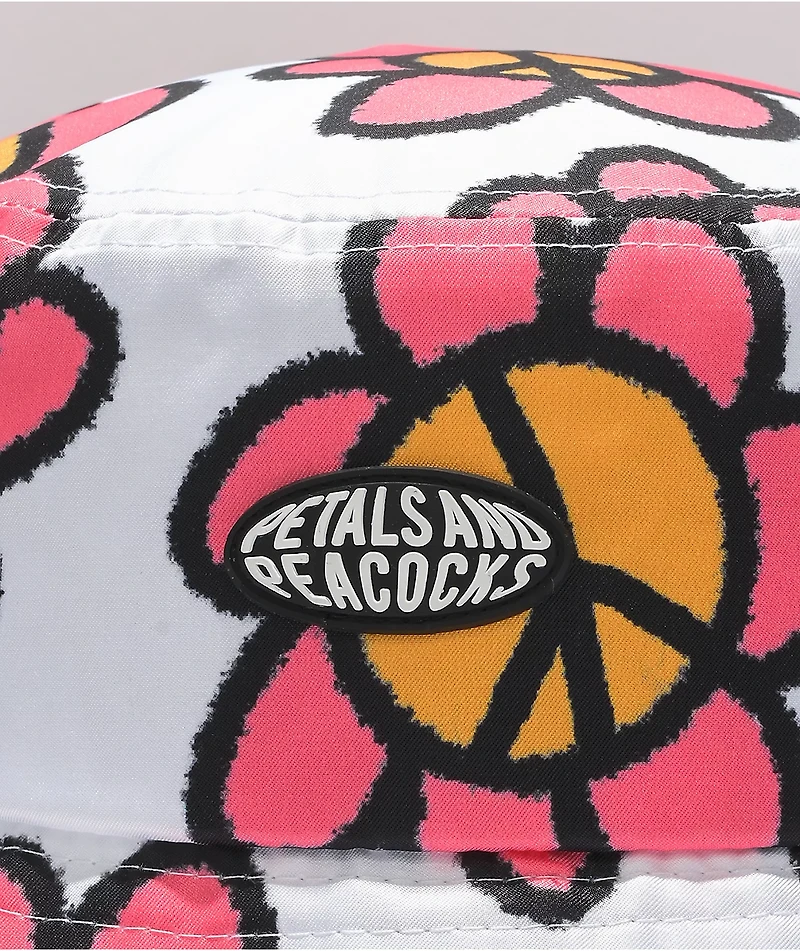 Petals and Peacocks Peace White Bucket Hat