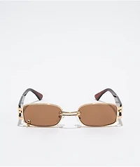 Petals and Peacocks Pierced Brown & Gold Sunglasses
