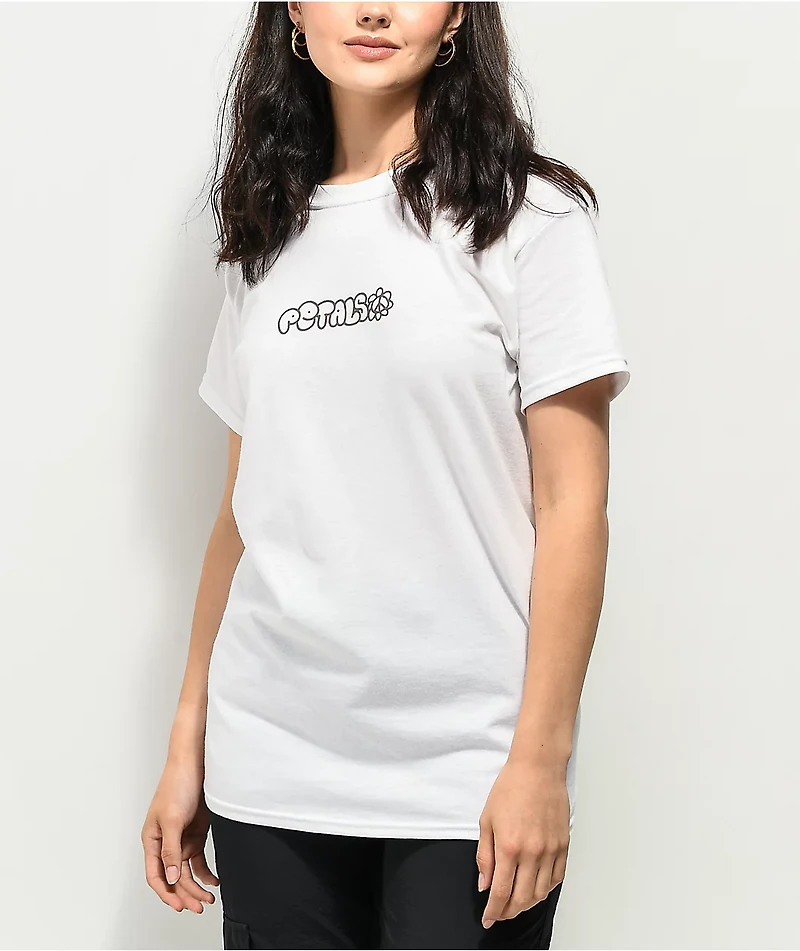 Petals and Peacocks Positive Lava White T-Shirt